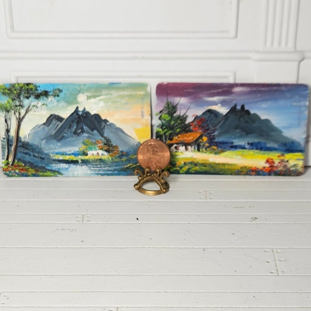 Pair of Vintage Dollhouse Oil paintings - Picture 6 of 6